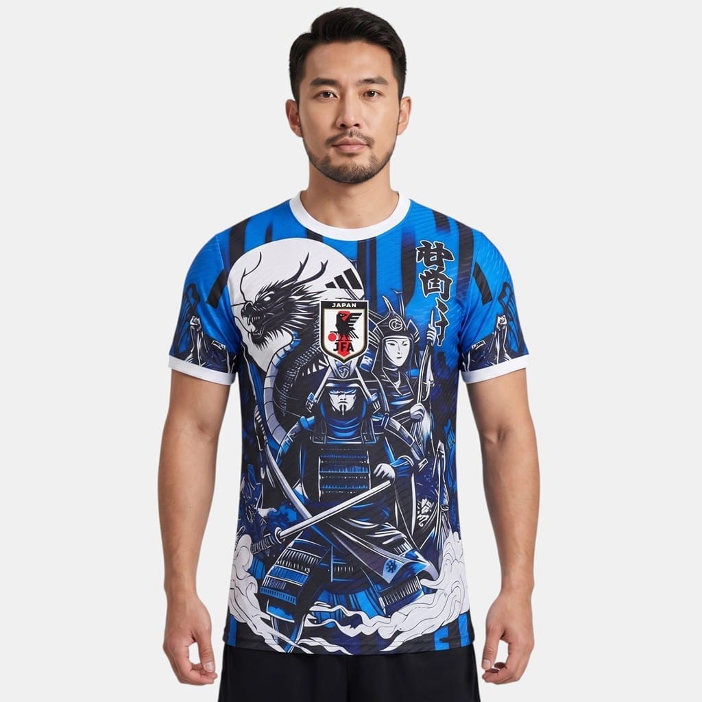 Maillot Japon Dragon Samurai Bleu Match (1)