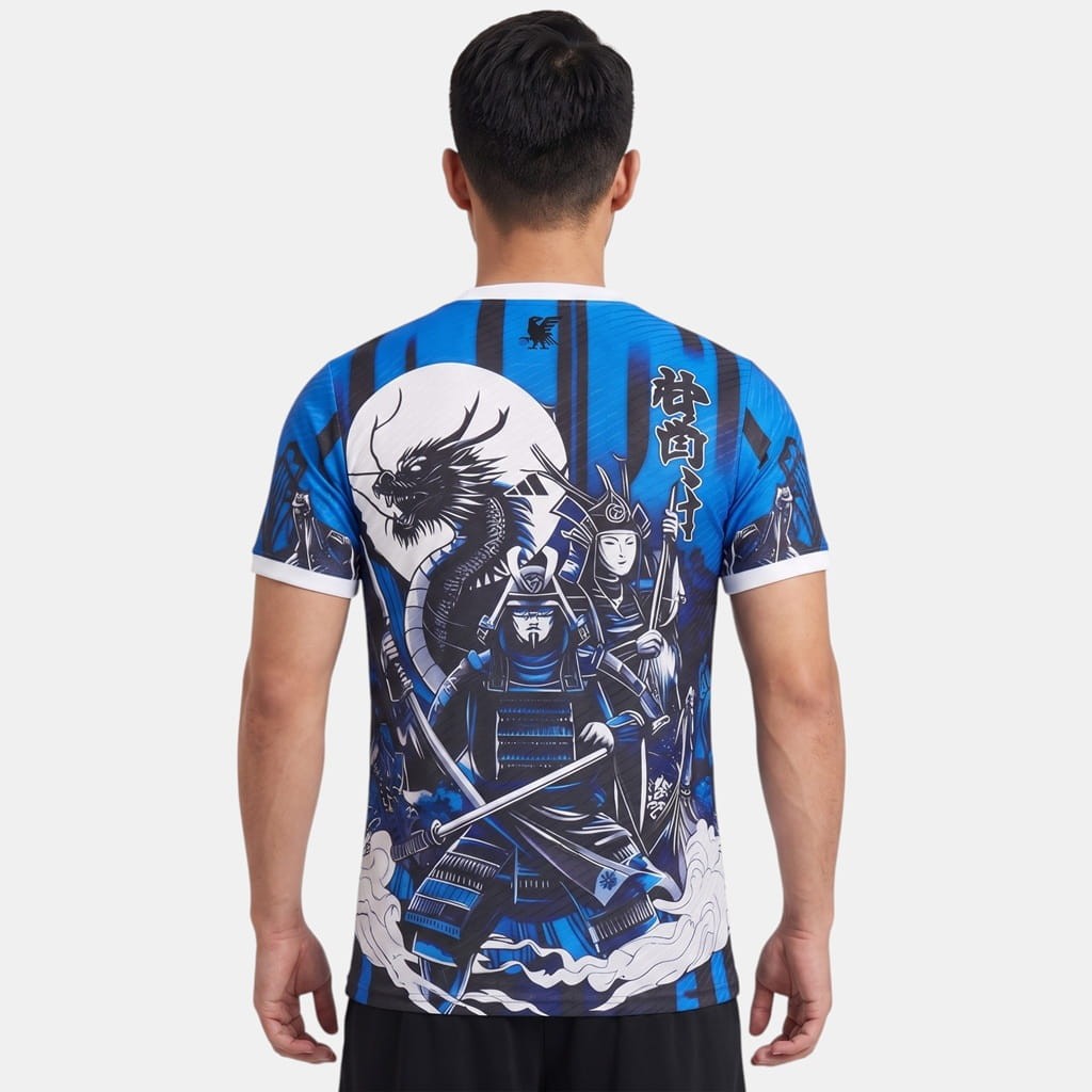 Maillot Japon Dragon Samurai Bleu Match (2)