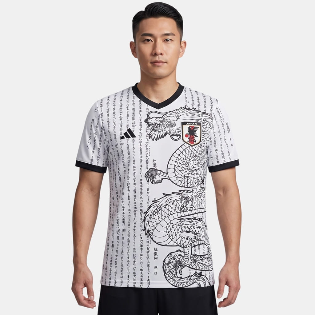 Maillot Japon Edition Calligraphie Dragon Blanc (1)