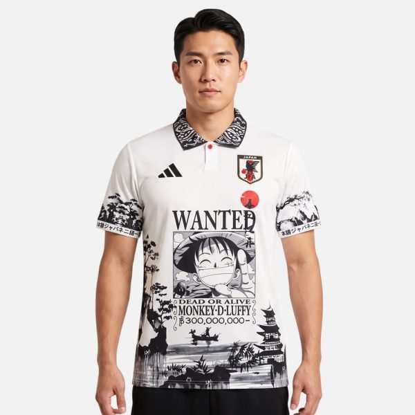Maillot Japon One Piece Luffy Wanted Edition Polo Blanc