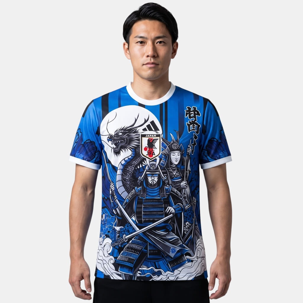 Maillot Japon Samouraï Bleu Edition Dragon de la Lune (1)