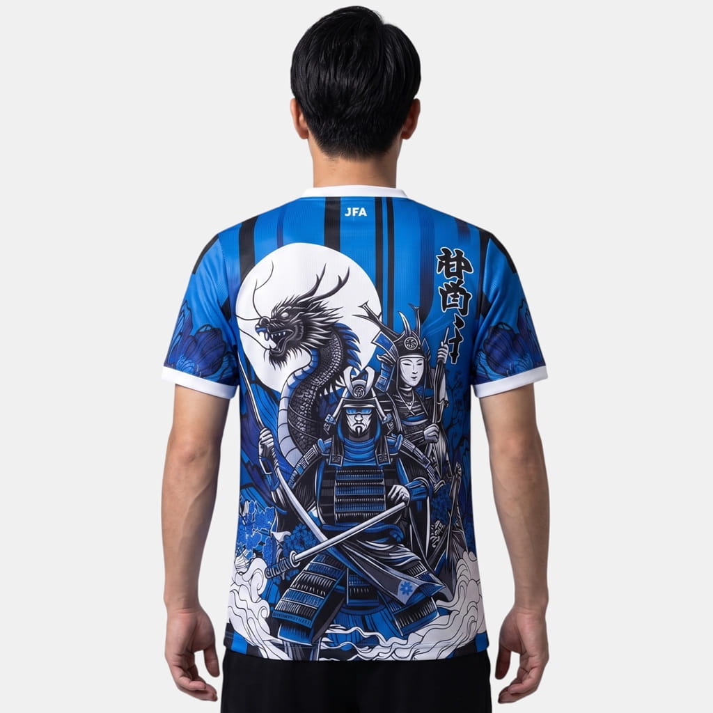 Maillot Japon Samouraï Bleu Edition Dragon de la Lune (2)